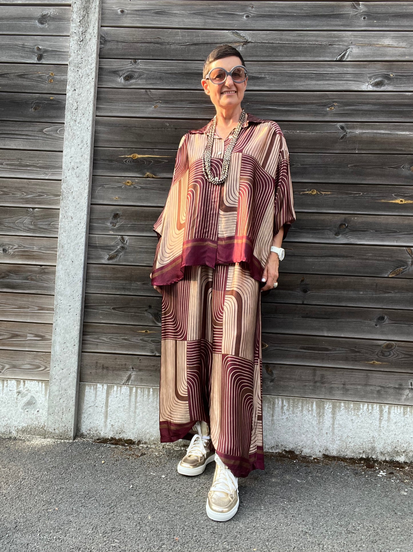 GARA chemise en satin imprimé graphique