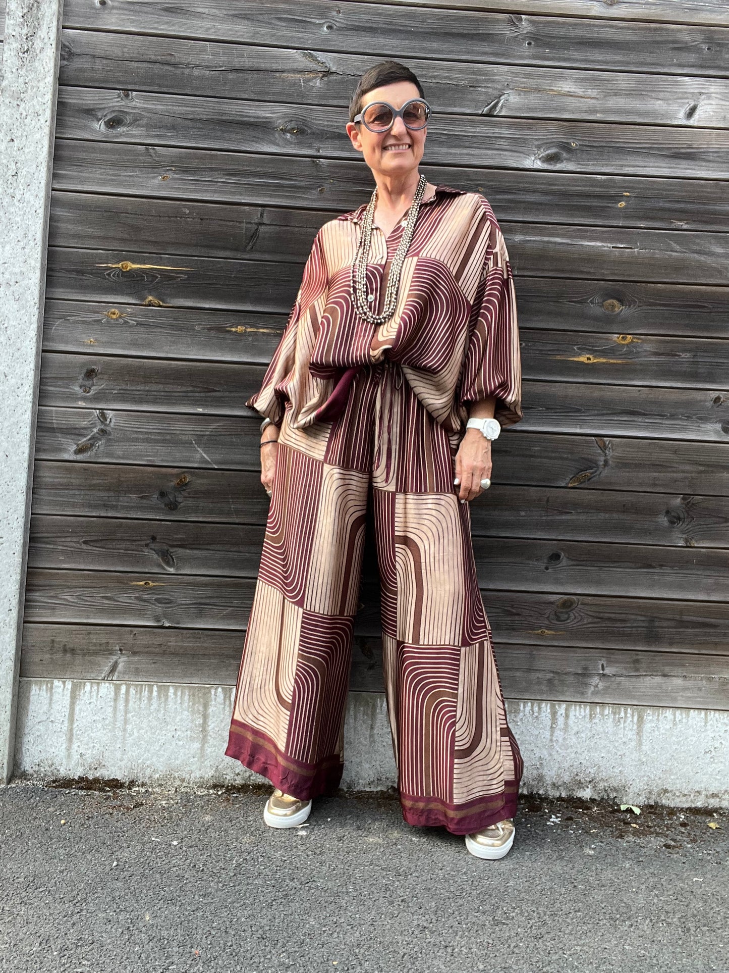 GARA chemise en satin imprimé graphique
