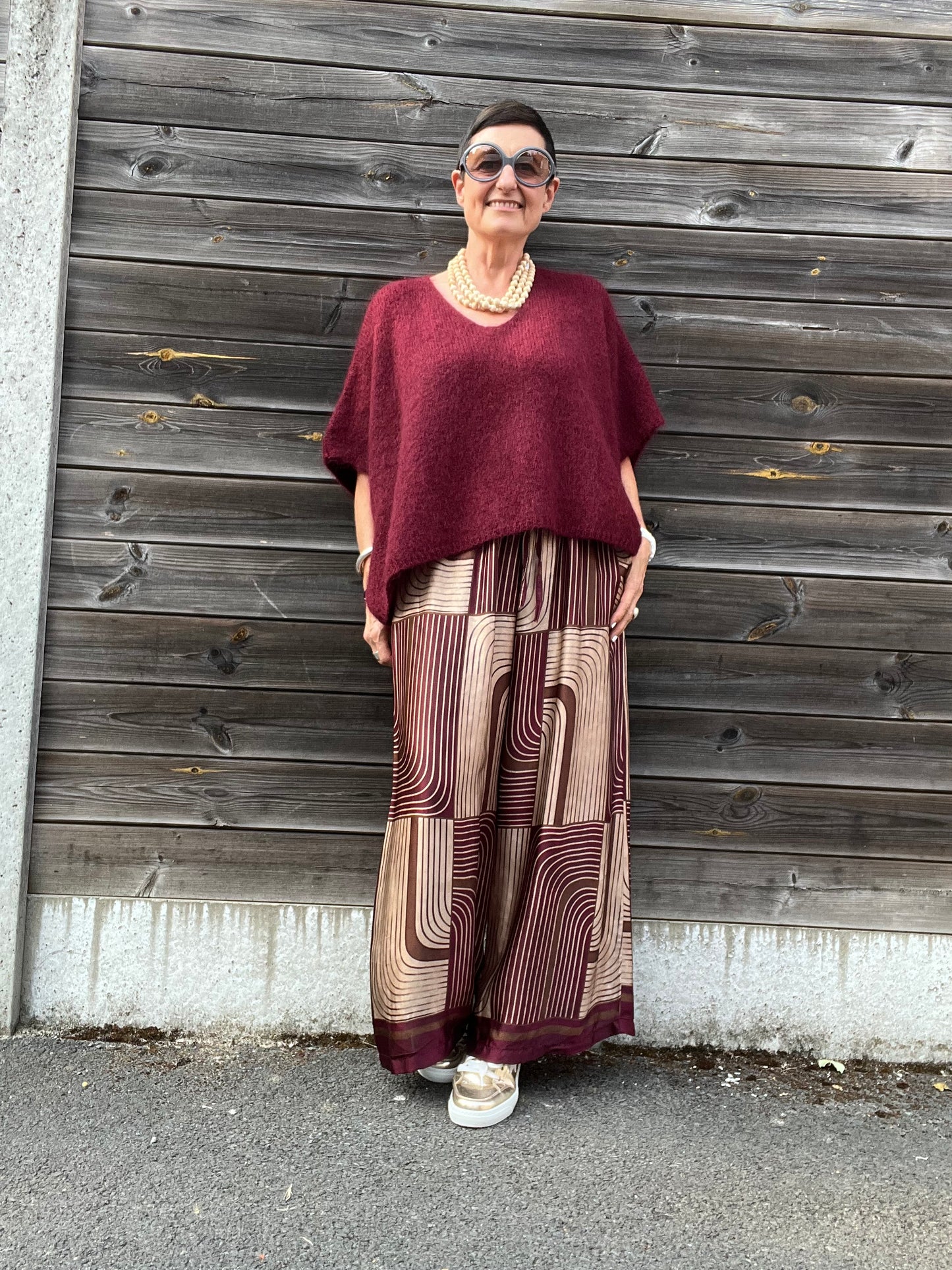 BONNIER pull poncho mohair bordeaux