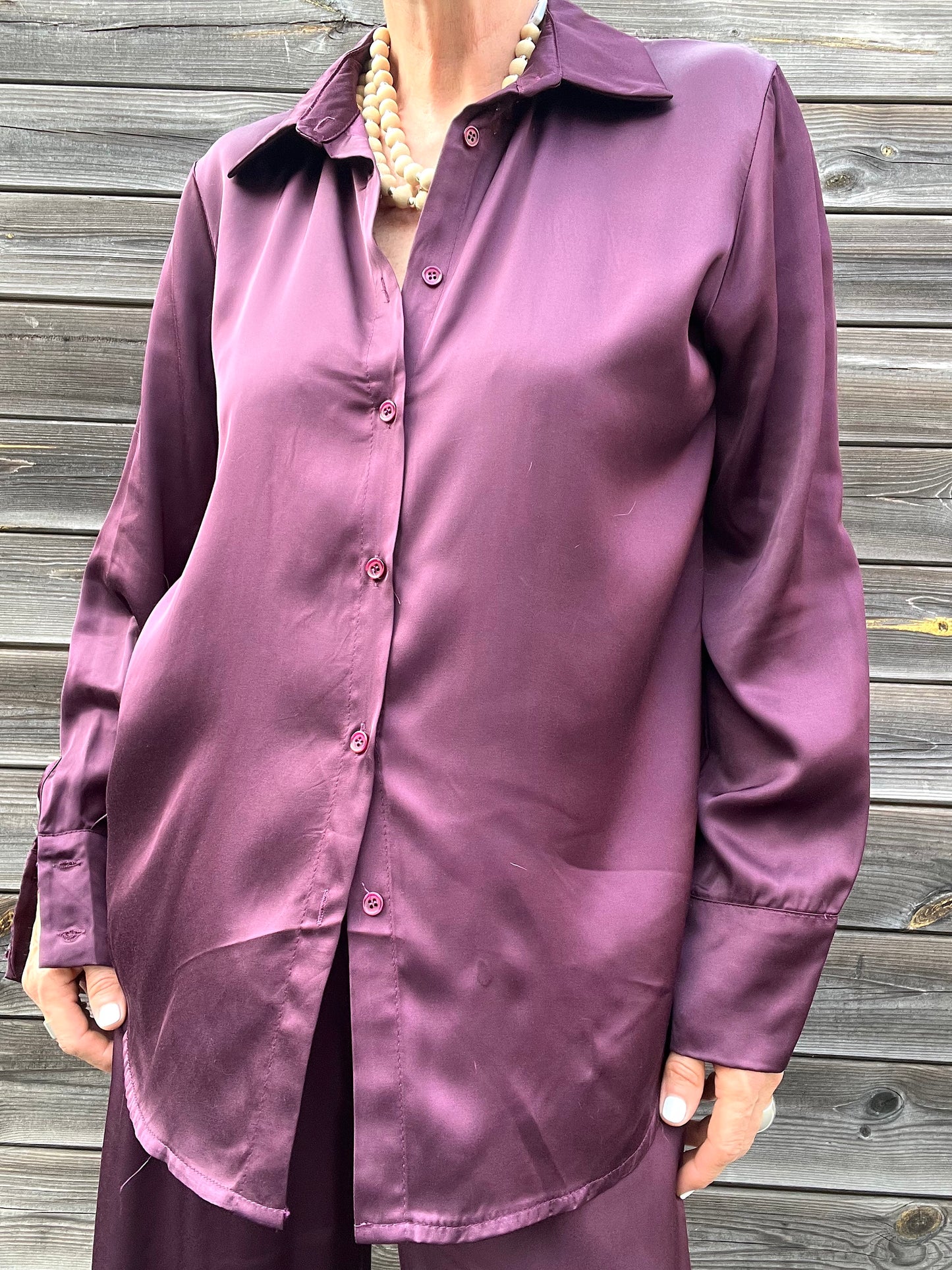 MARJO chemise fluide en satin wine