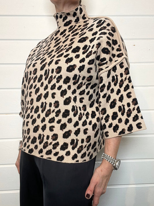 AMPLY pull maille compacte motif léo