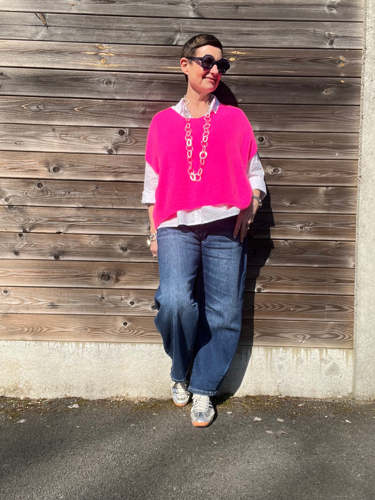 OPTION pull sans manches pink fluo