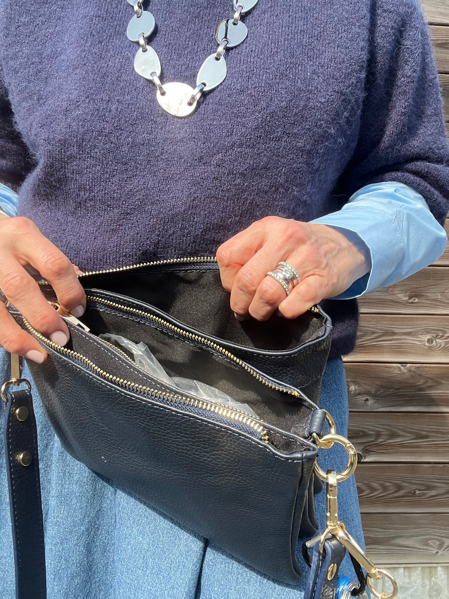 TRIPTIC pochette triple navy