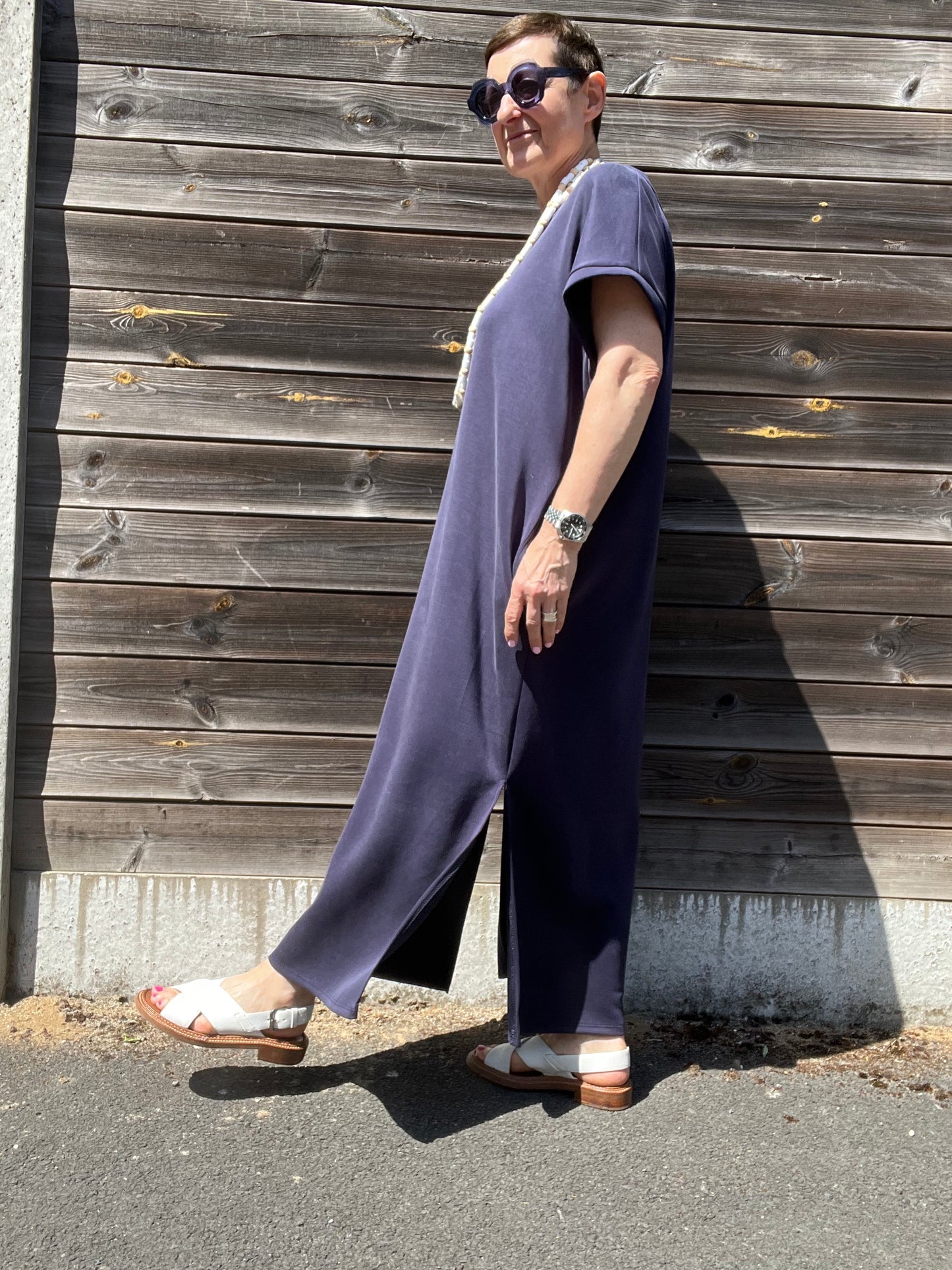 REALTIME robe longue en jersey navy