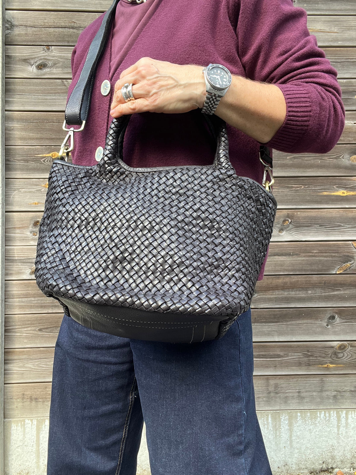LULU sac en cuir tressé black