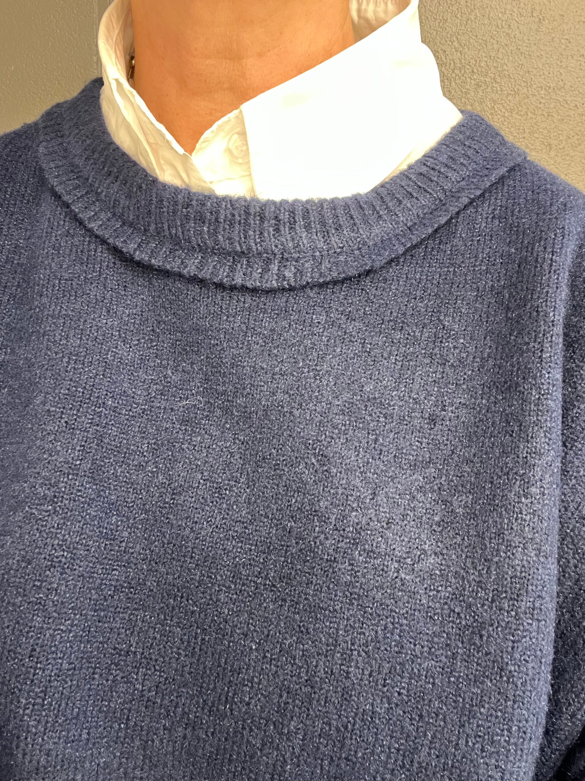 RANDY pull encolure ronde coutures inside/out indigo