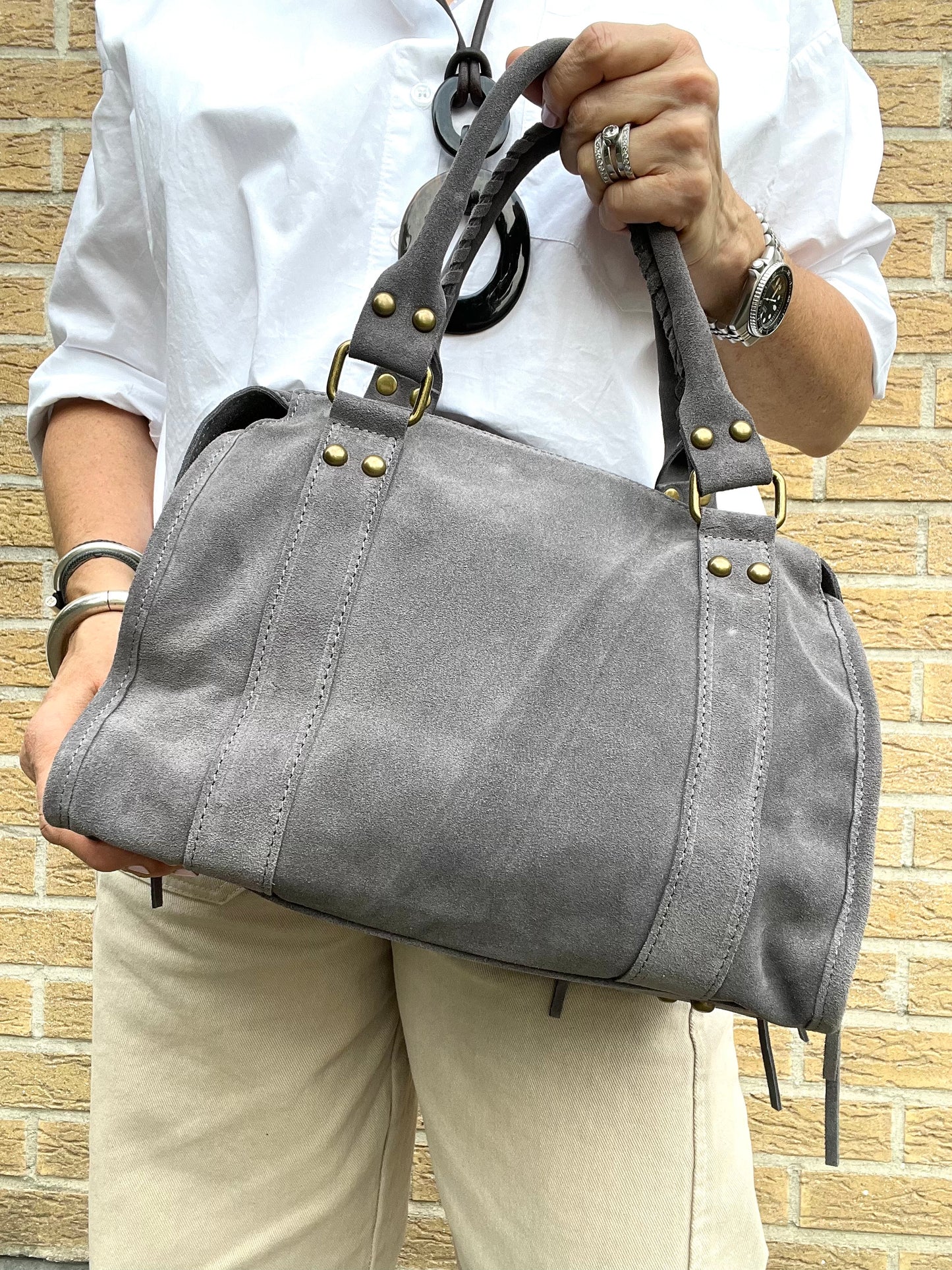 BALSUEDE sac en daim grey