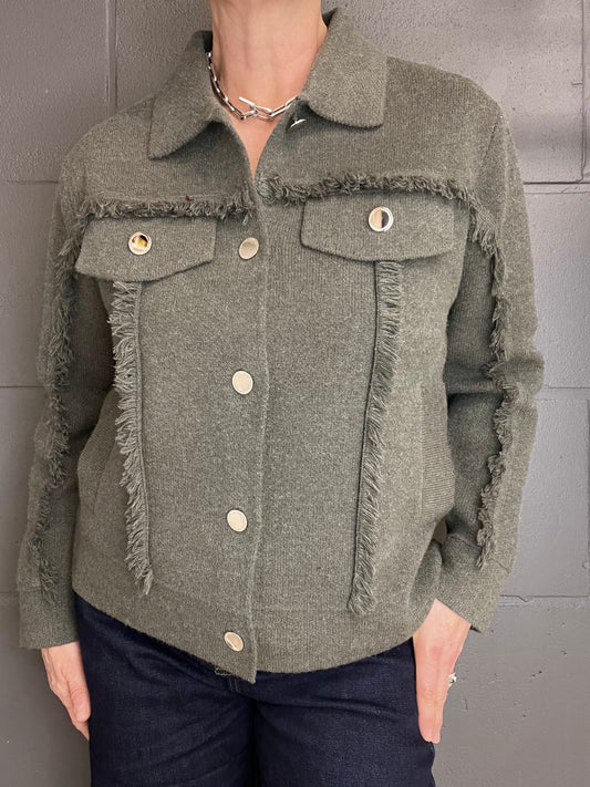 FRANGY gilet veste frangé kaki