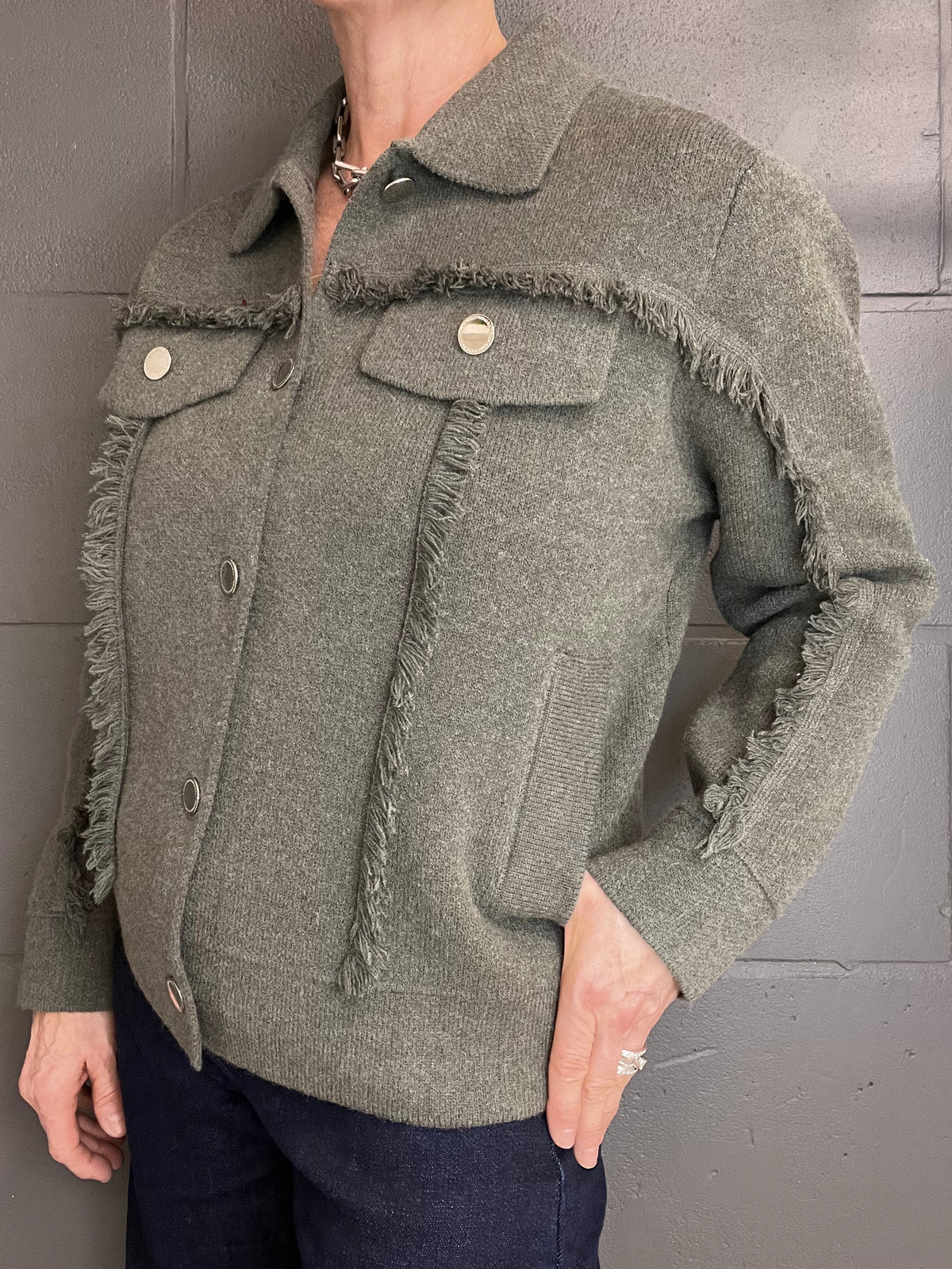FRANGY gilet veste frangé kaki