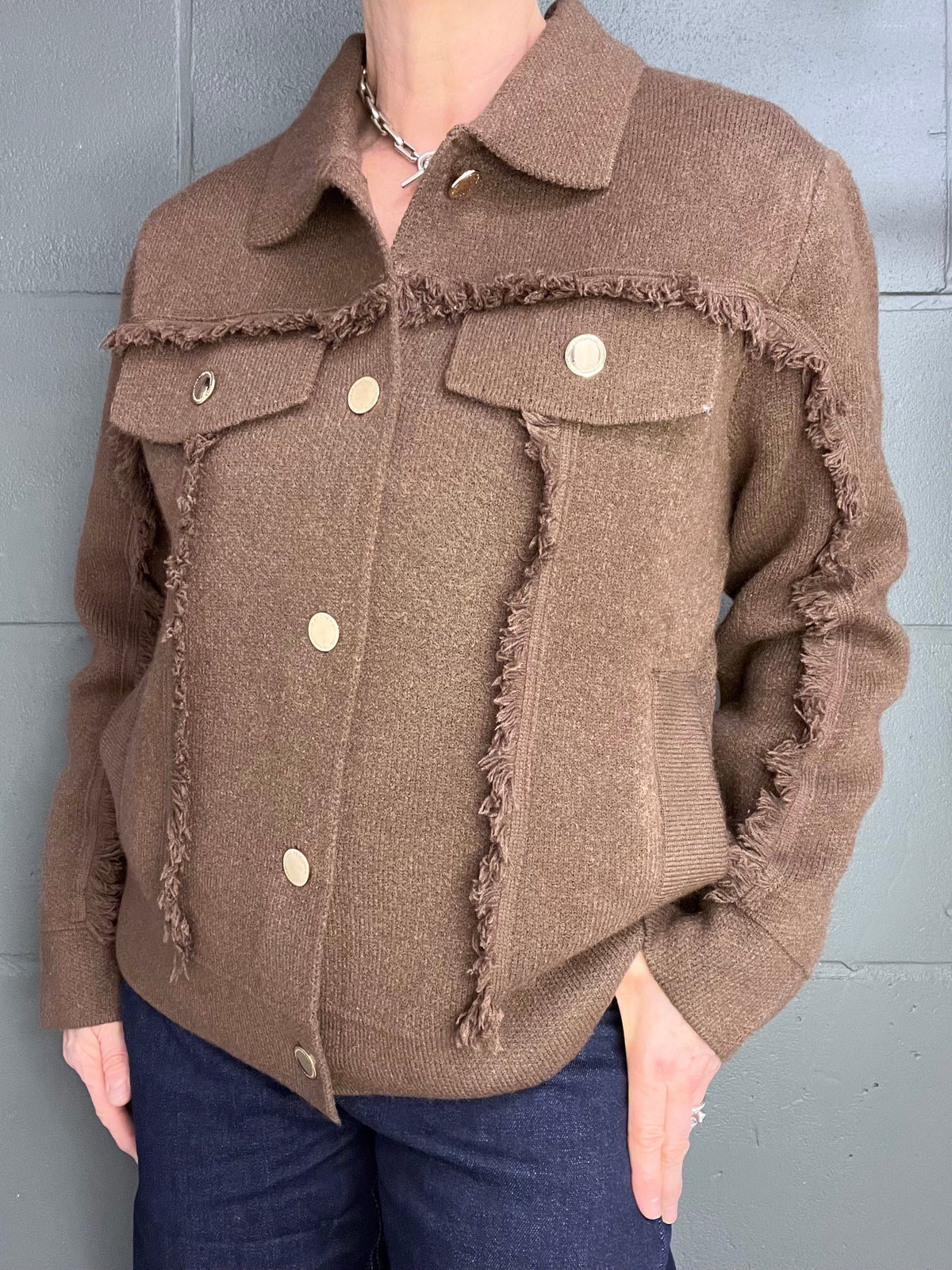 FRANGY gilet veste frangé choco