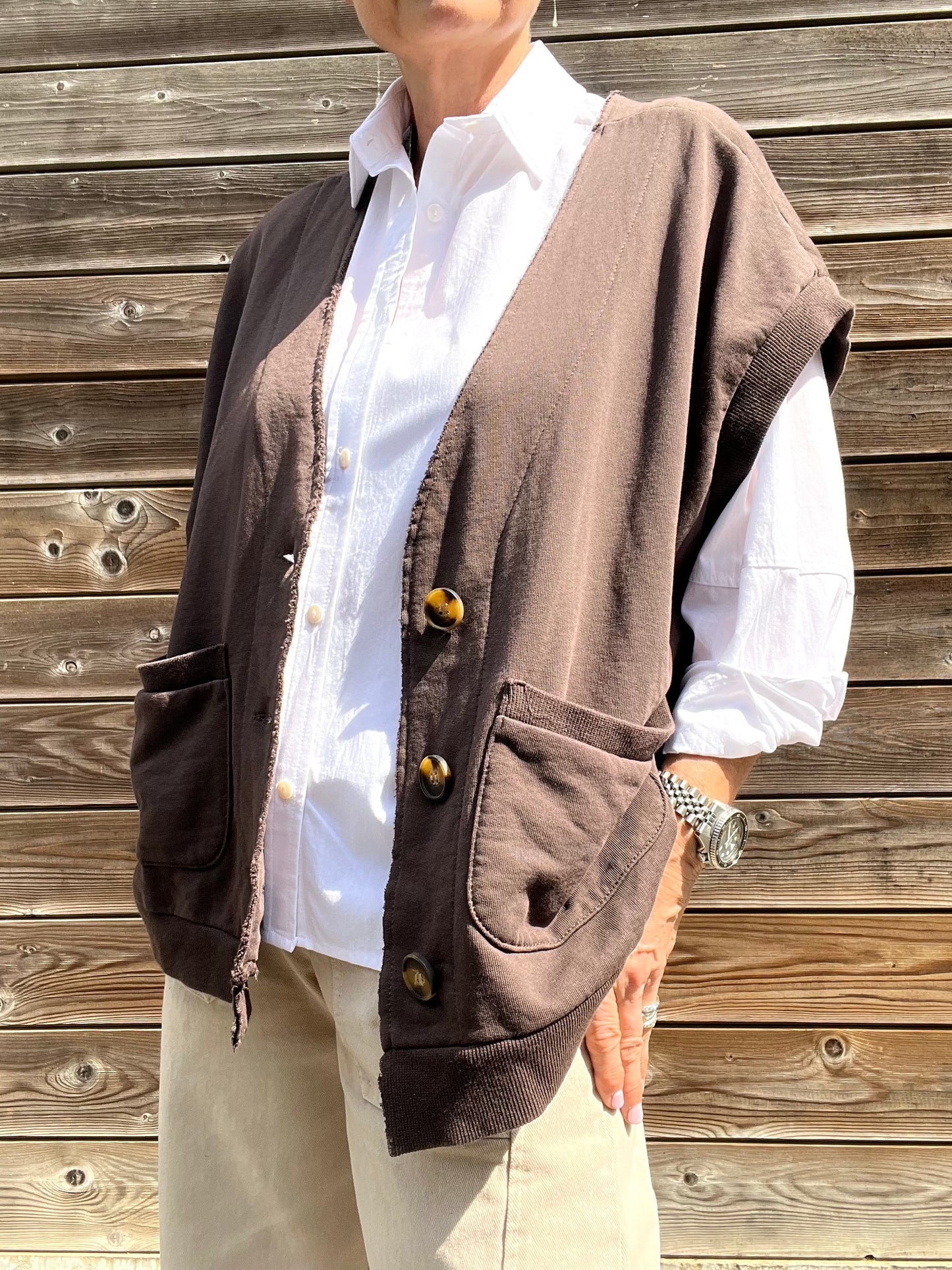JAPAN gilet en jersey choco