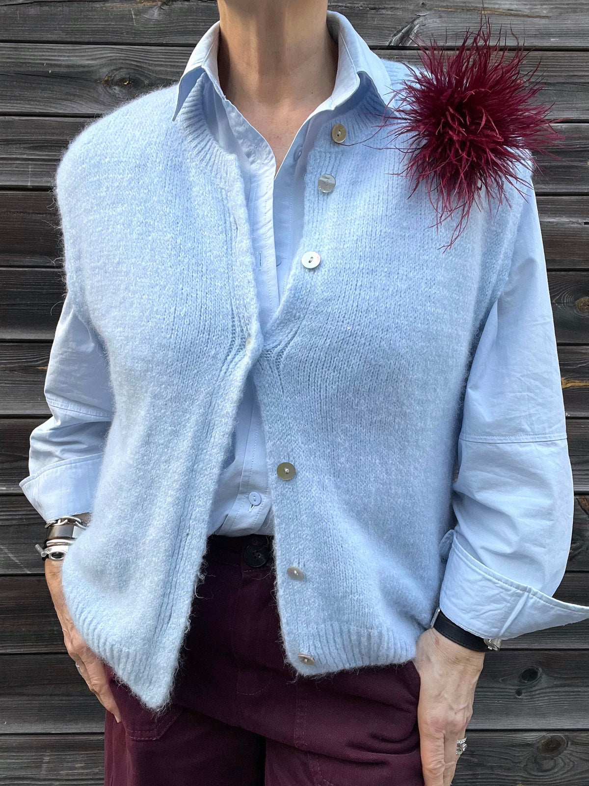 MESSAGE gilet sans manches alpaga sky