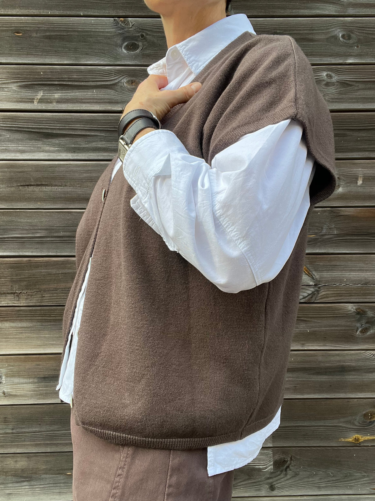 VIGNETTE gilet sans manche choco