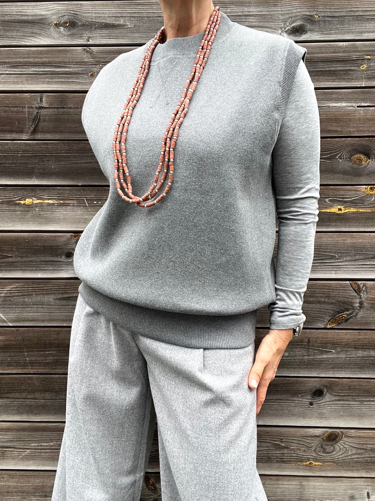 ALIX pull sans manche maille compacte grey