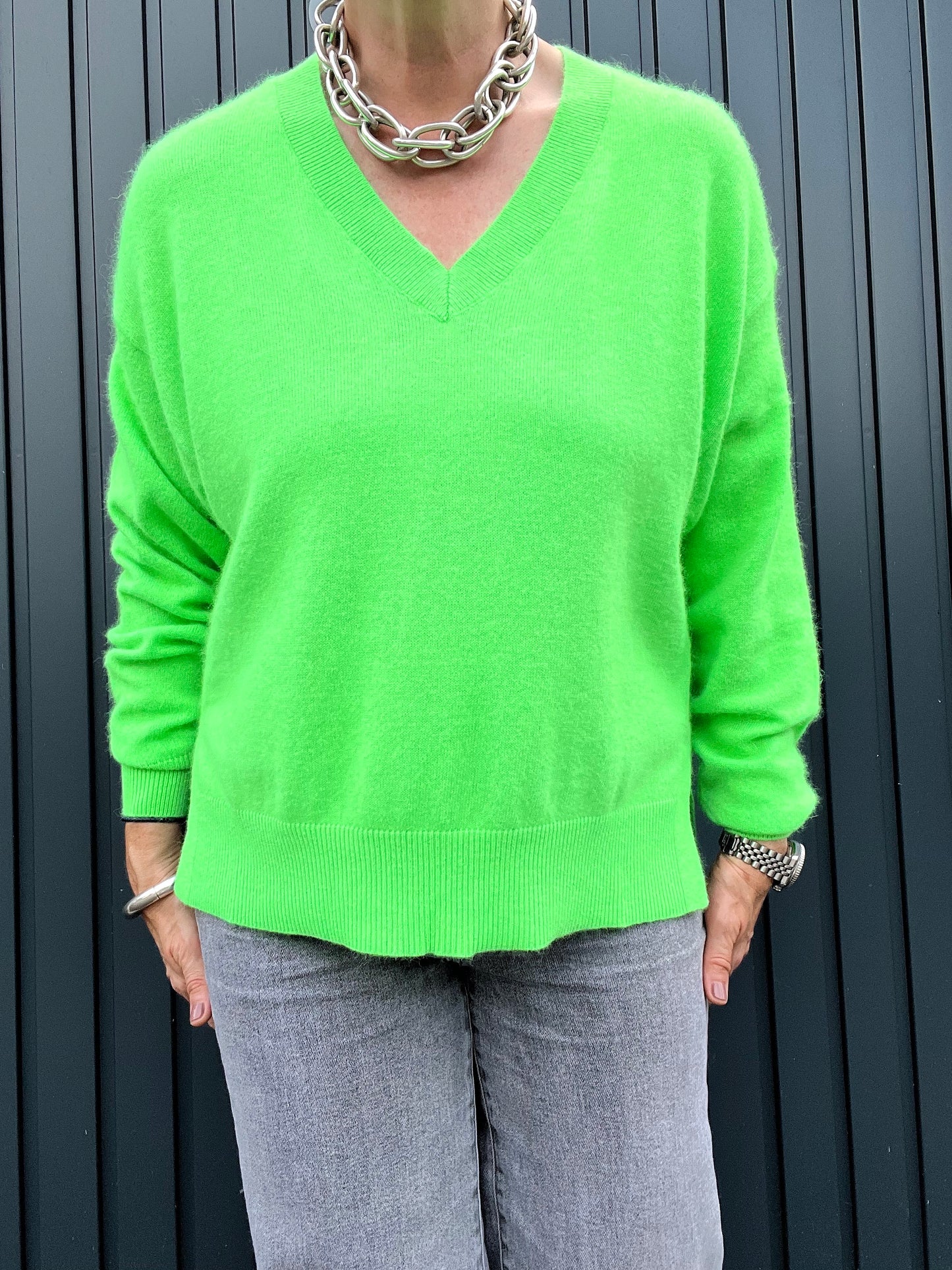 BOULDER pull V fentes côtés neon green