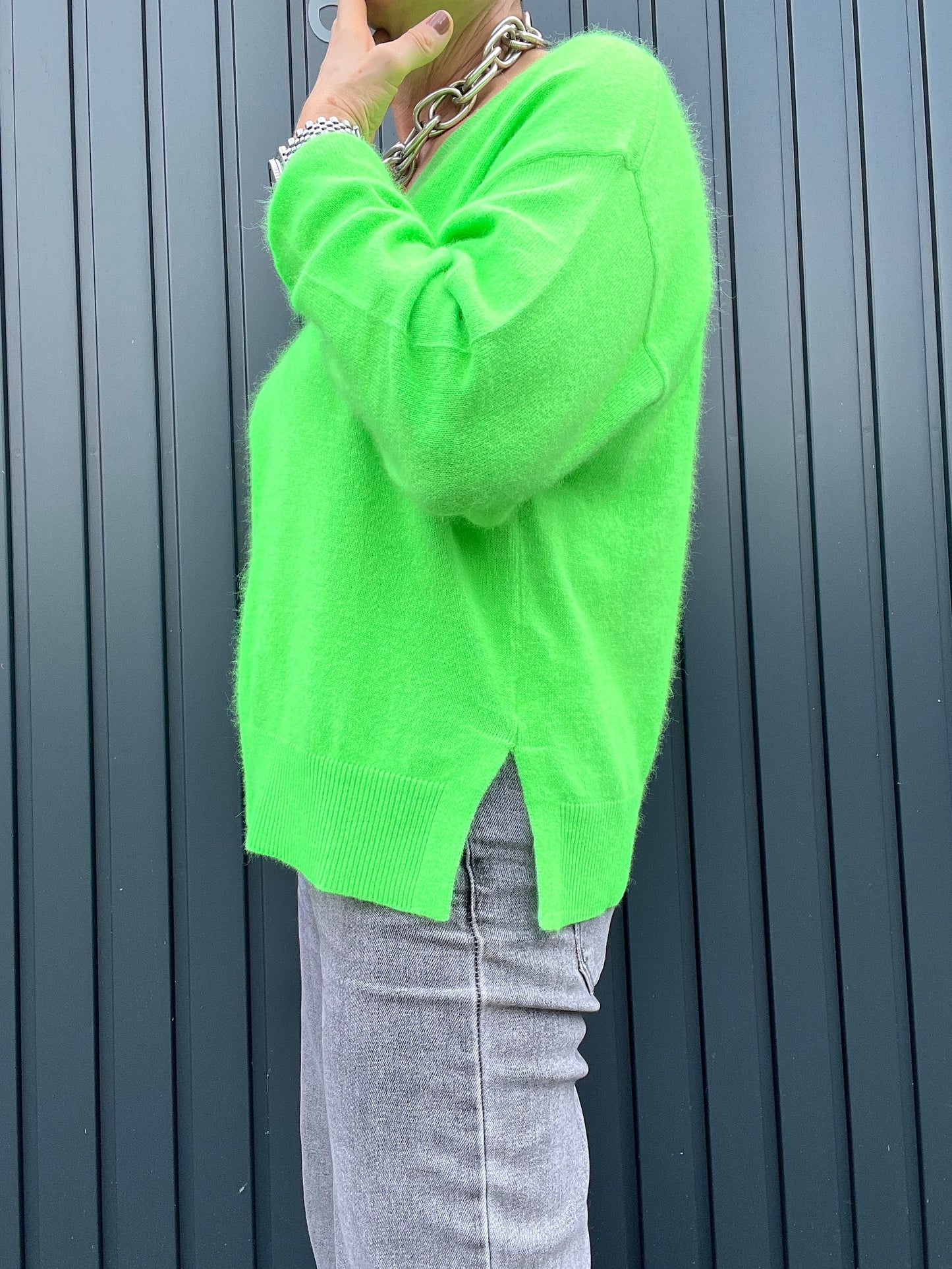 BOULDER pull V fentes côtés neon green
