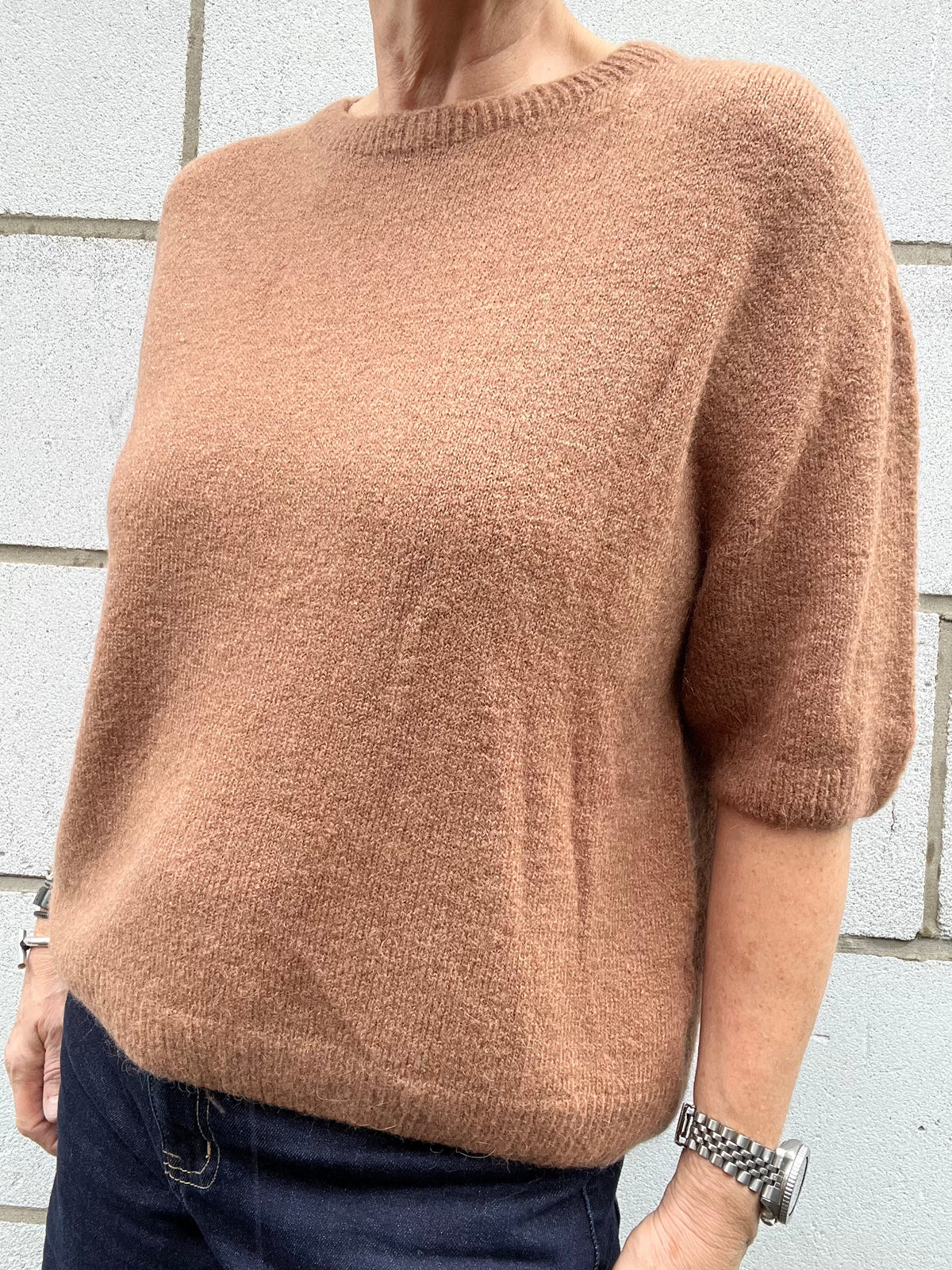 SOUFFLE pull manches courtes alpaga caramel