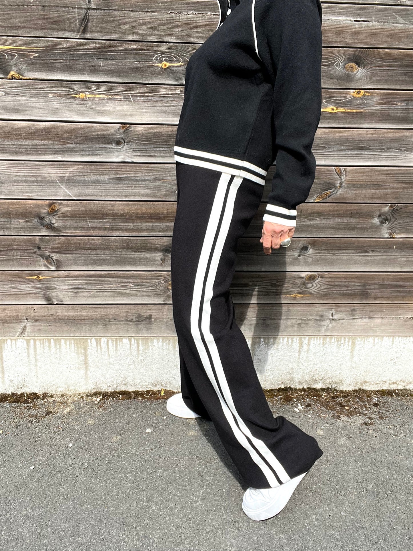 EXALT pantalon bicolore maille compacte