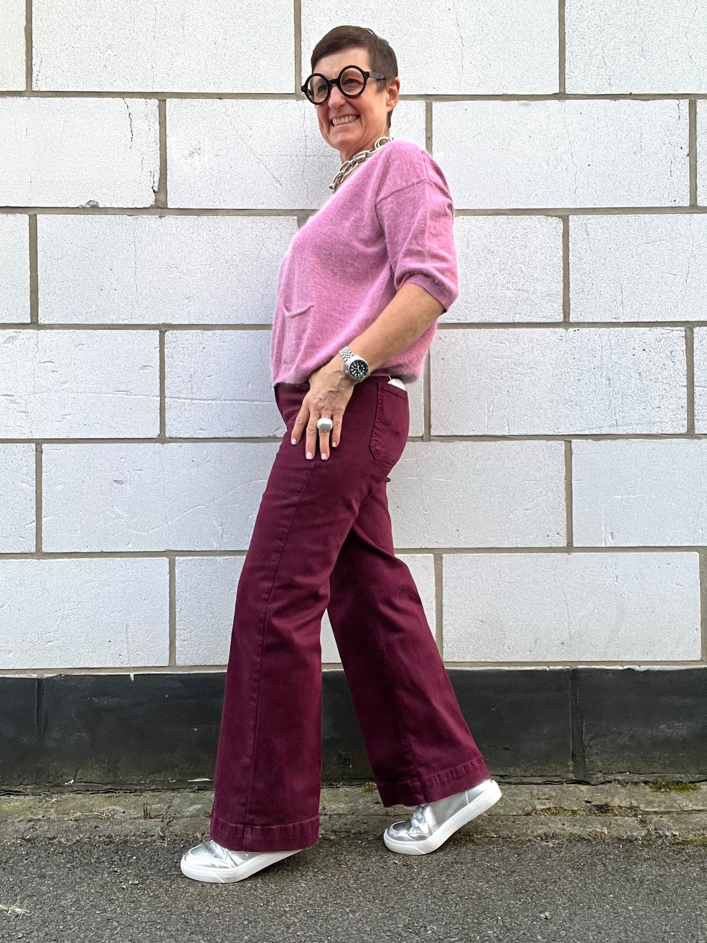 WINDSOR pantalon droit 5 pockets wine