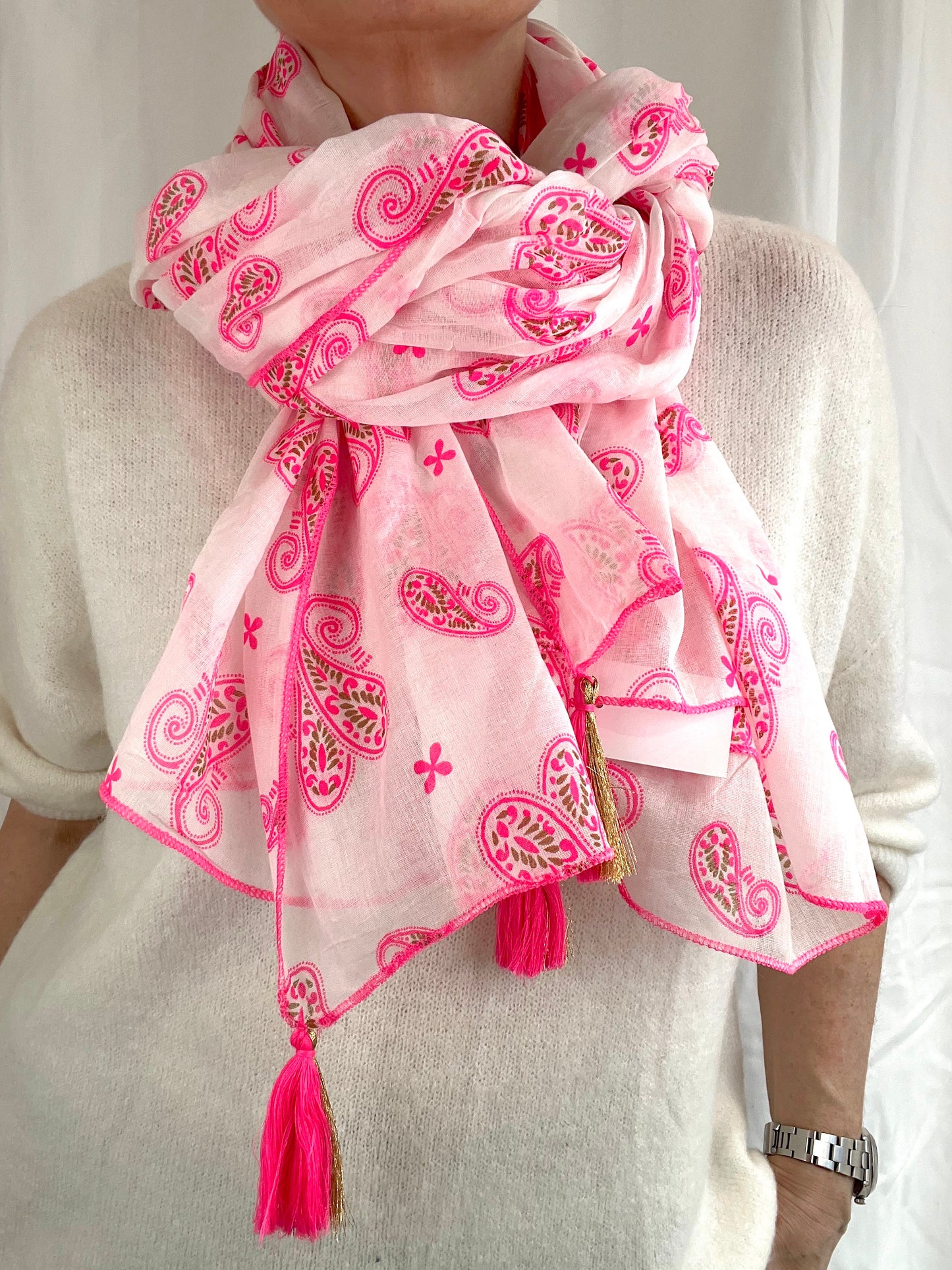 BOMBAY foulard imprimé paisley fluo pink