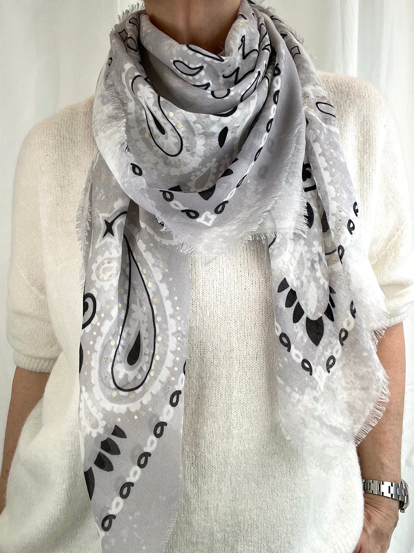 NICOLAS foulard carré imprimé bandana grey
