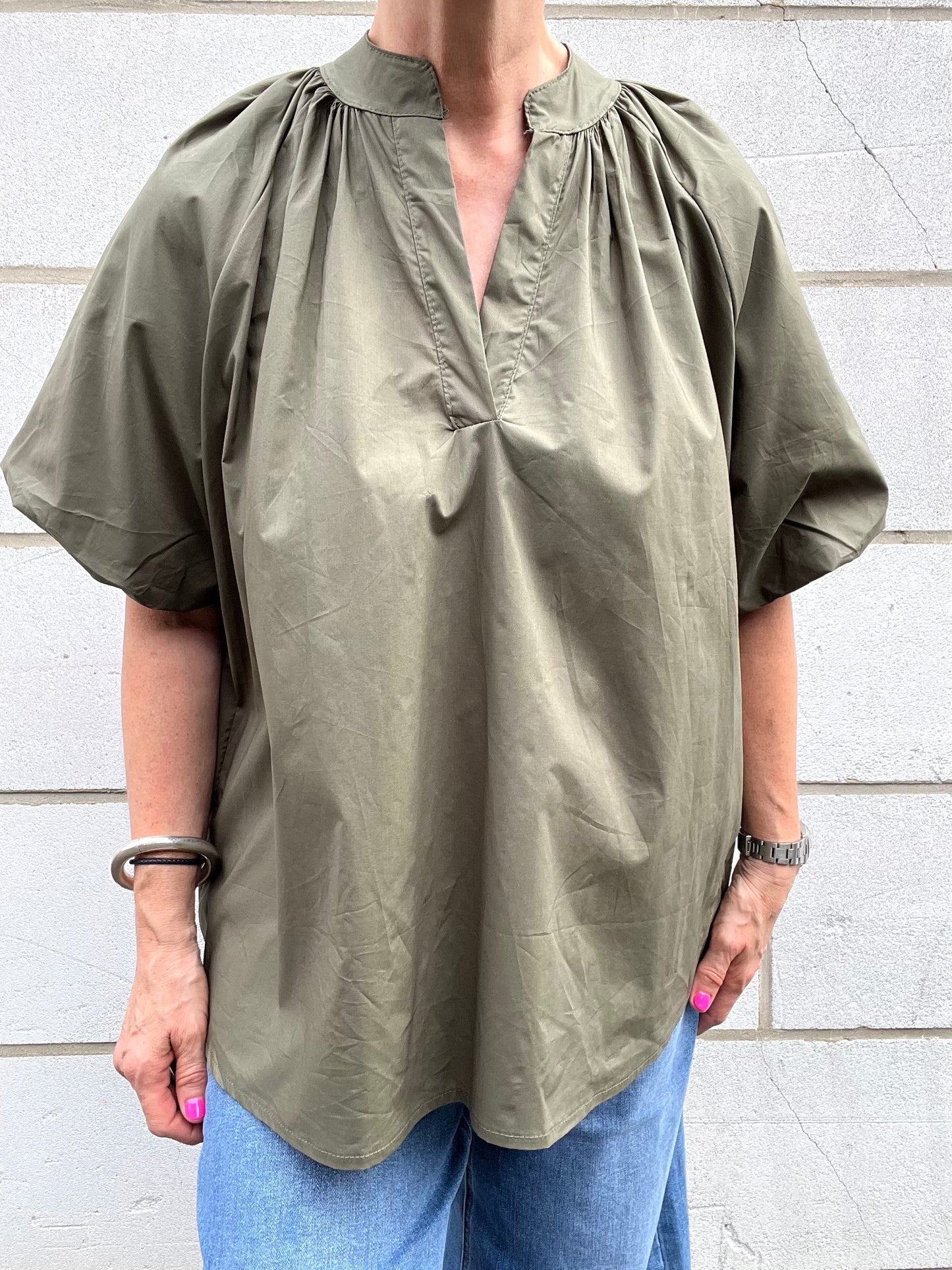 POSUNI blouse manche ballon kaki