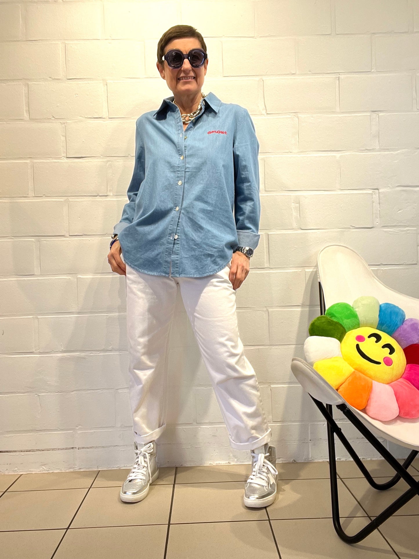 BRAMOUR chemise jeans brodée