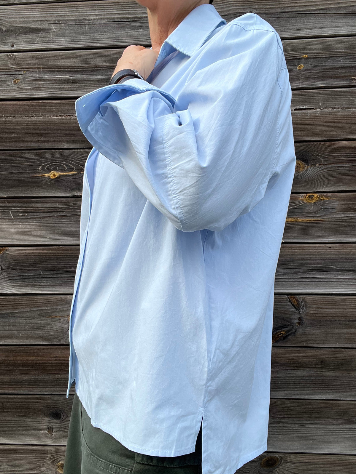 DARIA chemise popeline broderie "Adoré you" sky