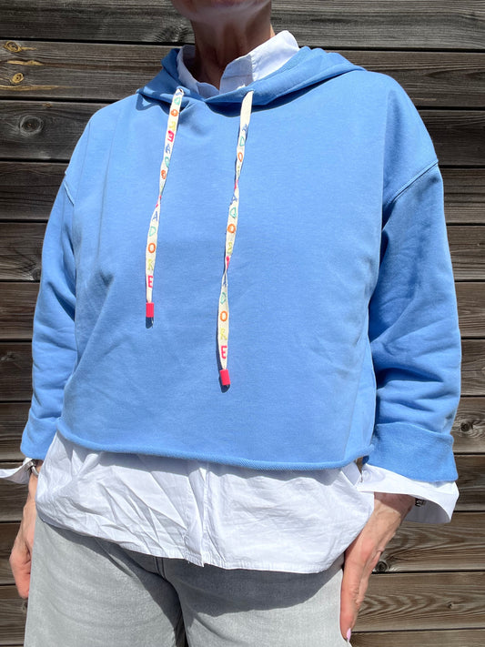 CALVIN sweat court à capuche blue