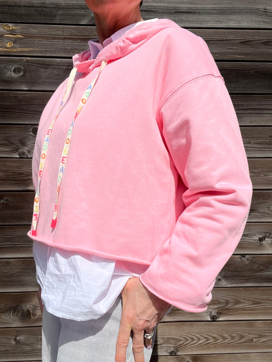 CALVIN sweat court à capuche bubblegum