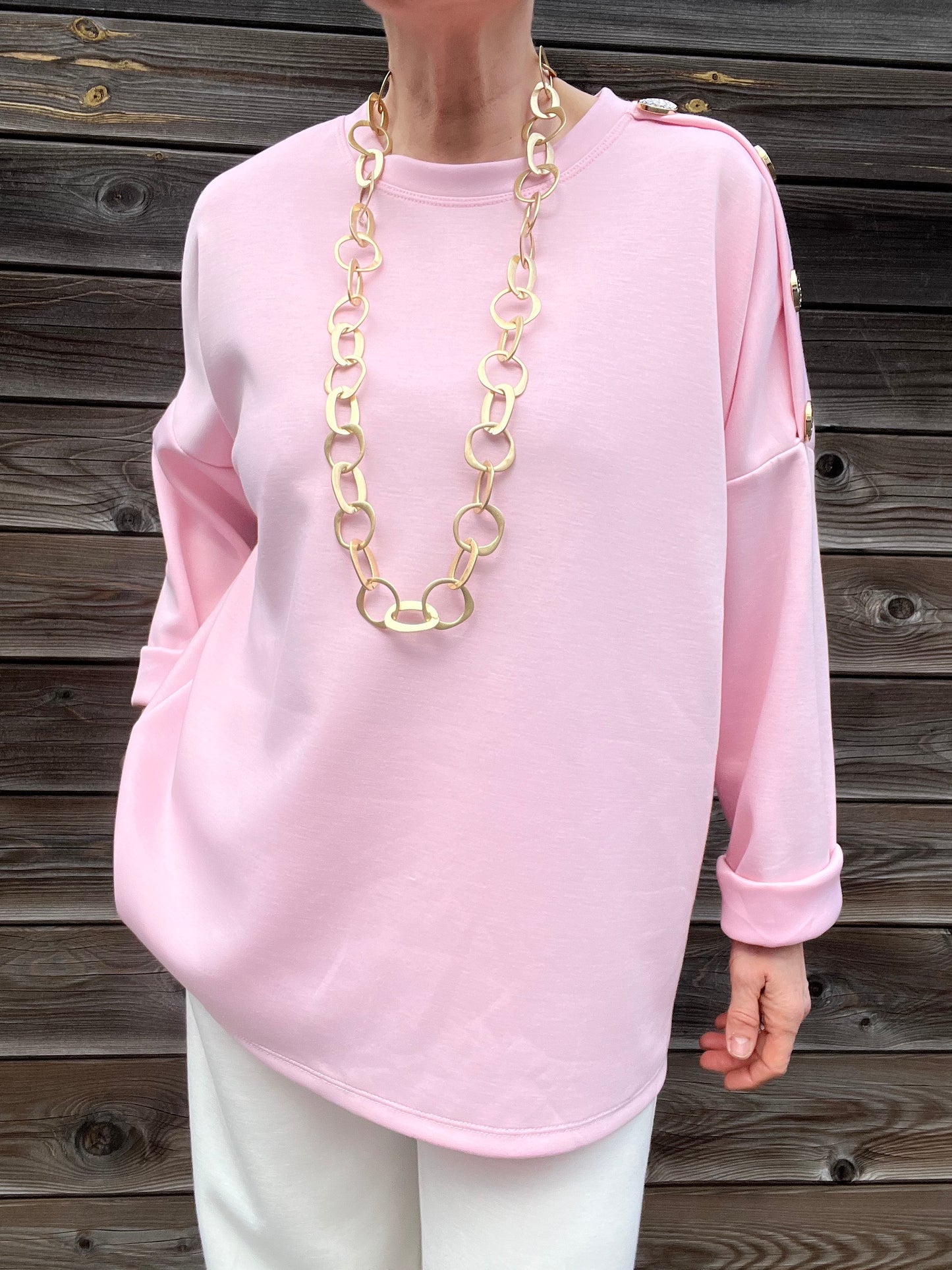 JEWEL blouse jersey boutons bijoux bubblegum