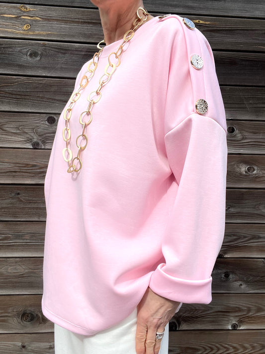 JEWEL blouse jersey boutons bijoux bubblegum