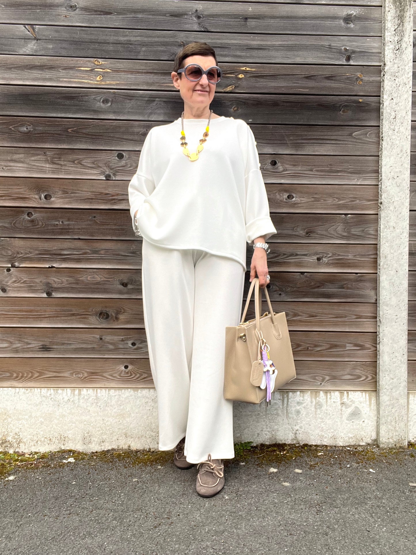 JEWEL blouse jersey boutons bijoux cream