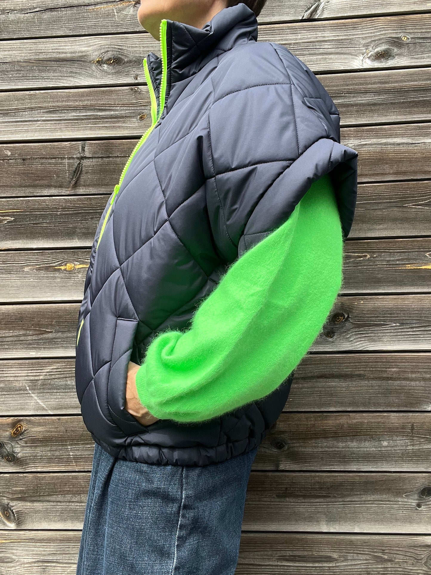 GETTY veste body warmer matelassée & zip contrasté navy