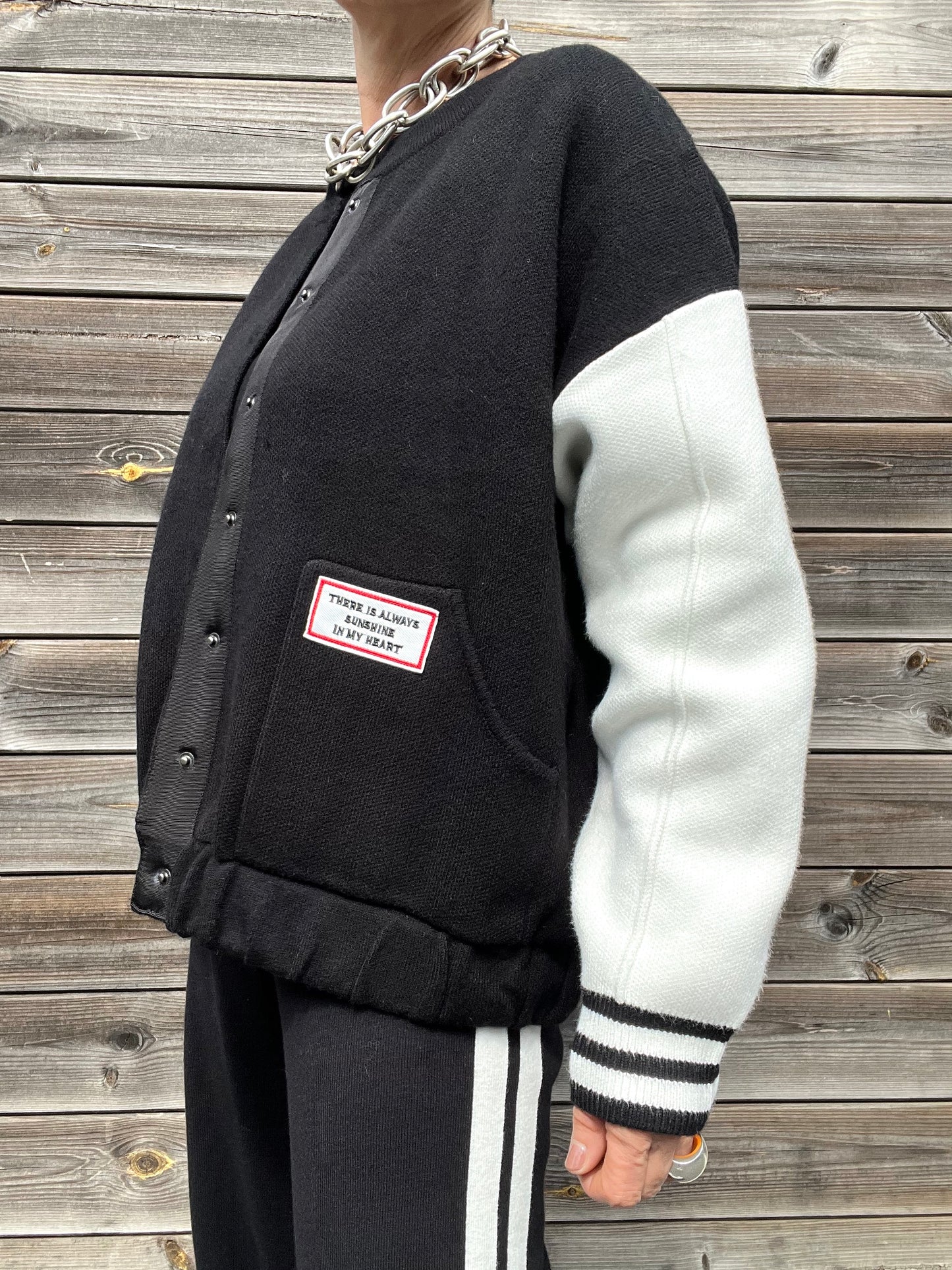 VARSITY bomber bicolore en maille compacte
