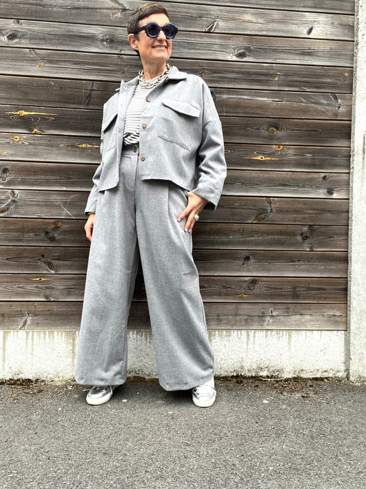 WESLEY pantalon large flanelle grey