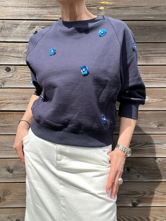 BELLE sweat brodé paillettes