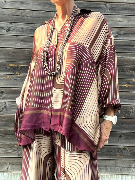 GARA chemise en satin imprimé graphique