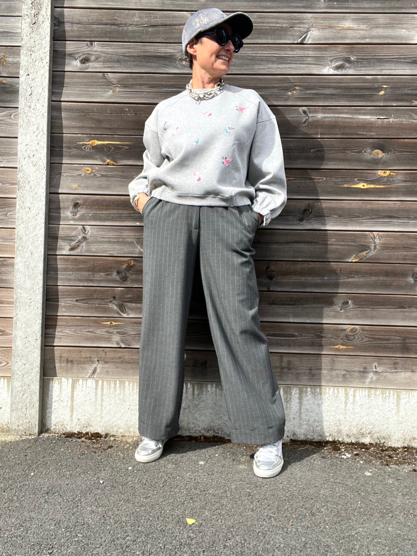 FLAMINE pantalon droit rayure tennis