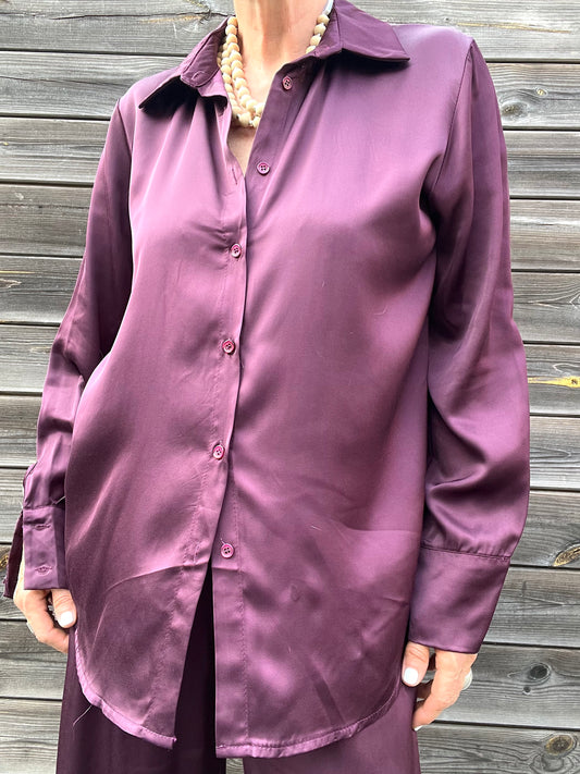 MARJO chemise fluide en satin wine