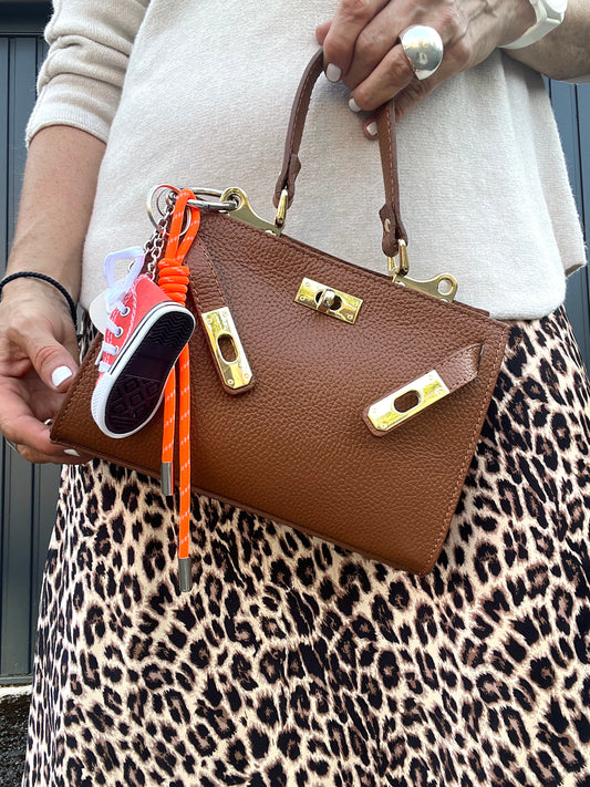 MIKELLY sac en cuir fermoir serrure