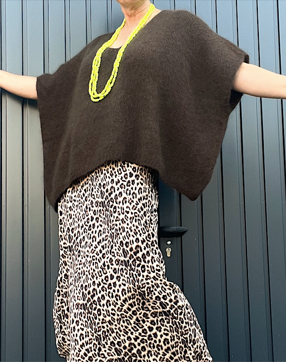 BONNIER pull poncho mohair choco