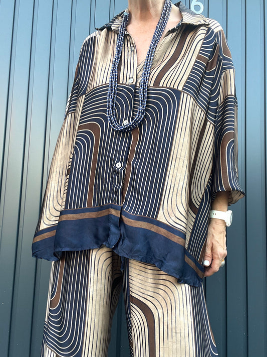 GARA chemise en satin imprimé graphique