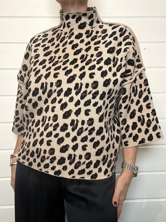 AMPLY pull maille compacte motif léo