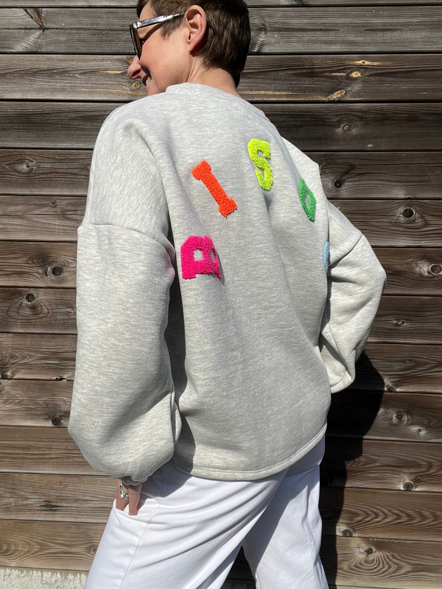 BISOU sweat brodé "BISOU" grey multi