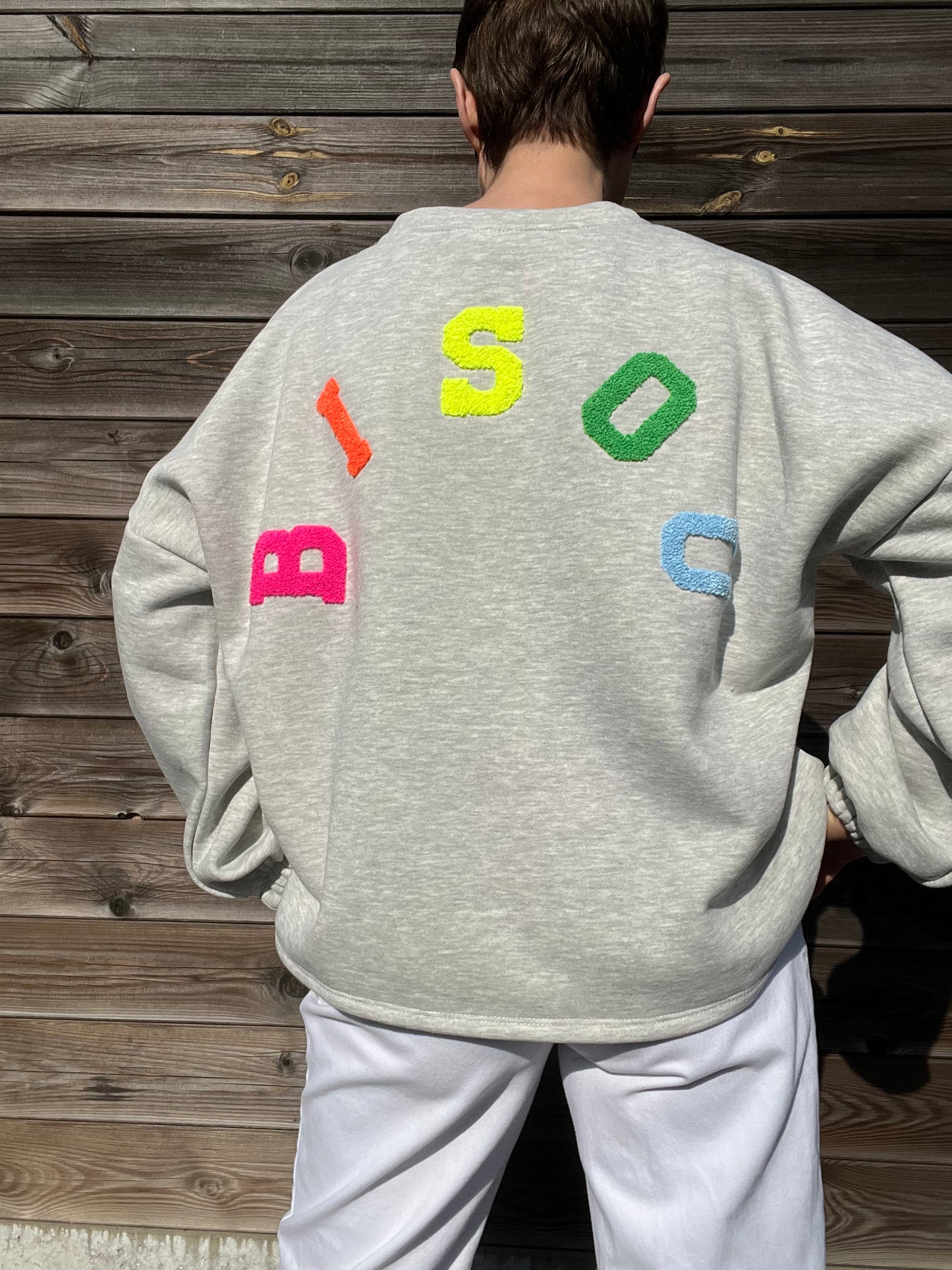 BISOU sweat brodé "BISOU" grey multi