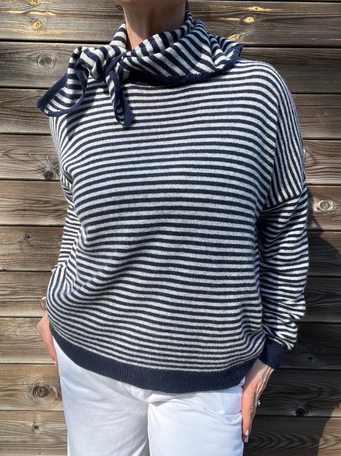 STREEPY pull rayé navy/grey