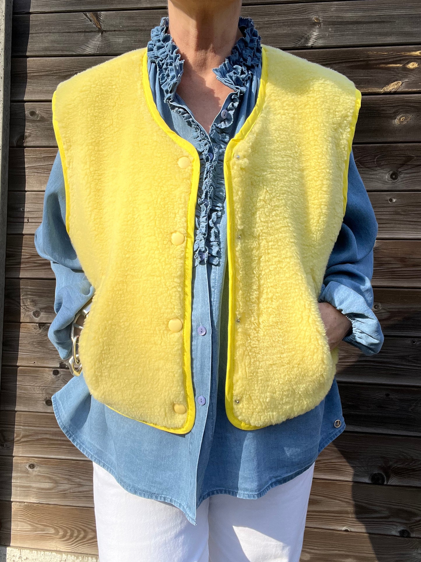 THEODORE gilet teddy butter yellow