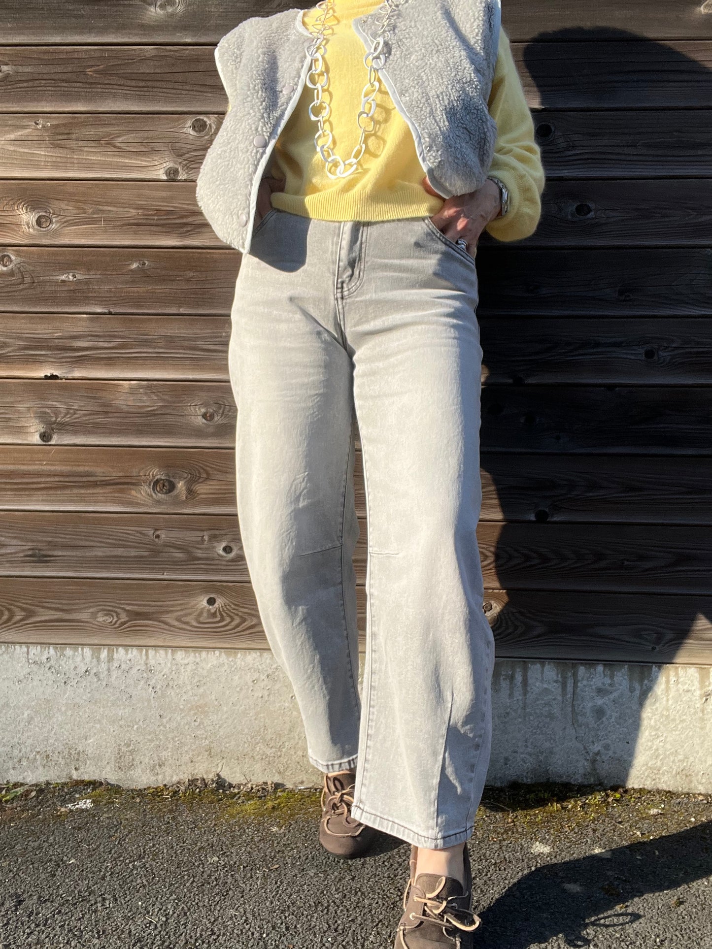 LIVIA jeans coupe "barrel" grey