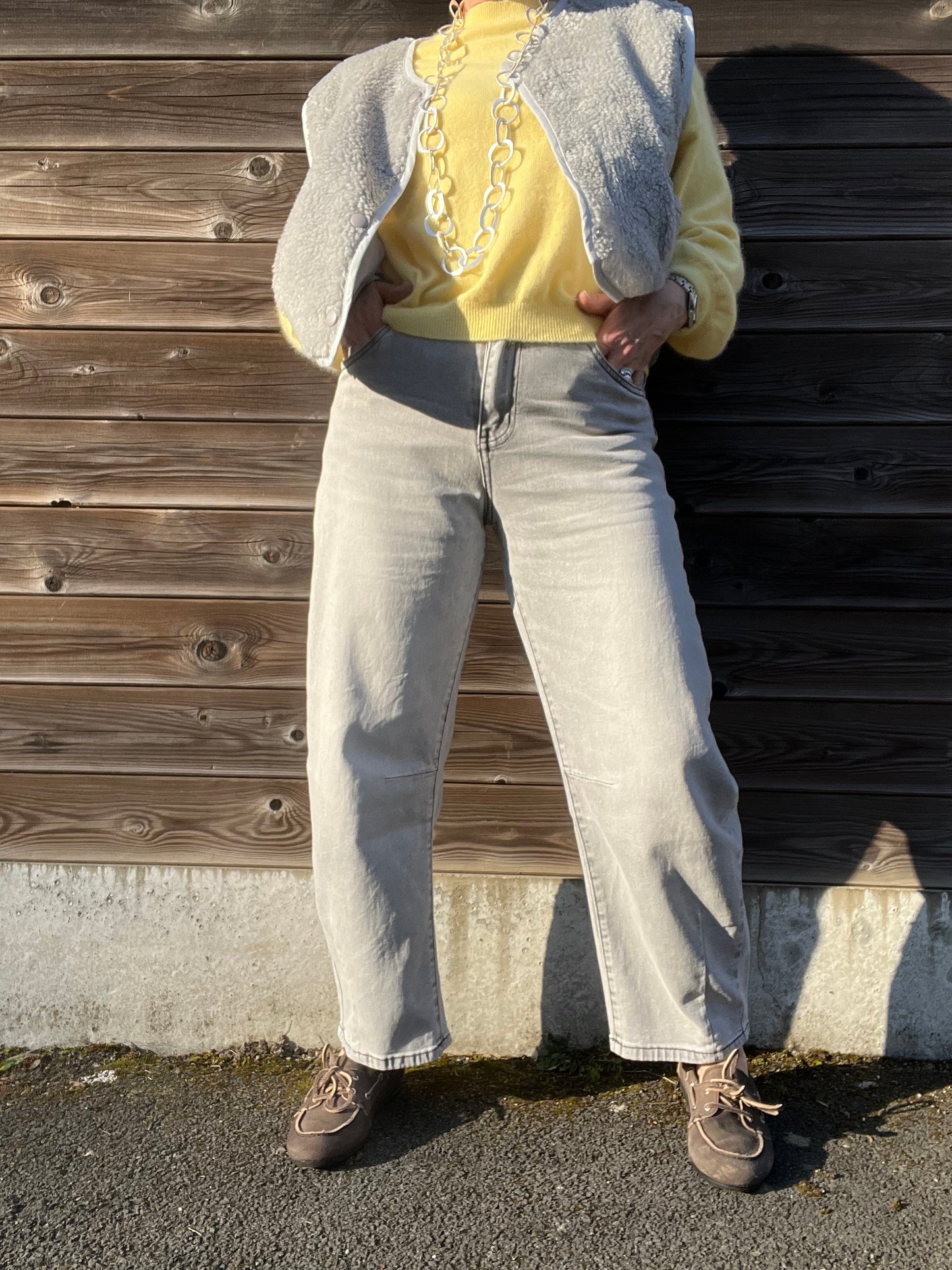 LIVIA jeans coupe "barrel" grey